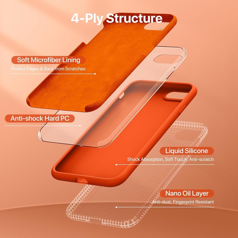 Miracase Ultra Slim Designed for iPhone SE 2022(3rd Gen)/iPhone SE 2020(2nd Gen)/iPhone 7/iPhone 8 Case with Screen Protector, Multi-Color Silicone Shockproof Phone Case(Orange) - Image 3